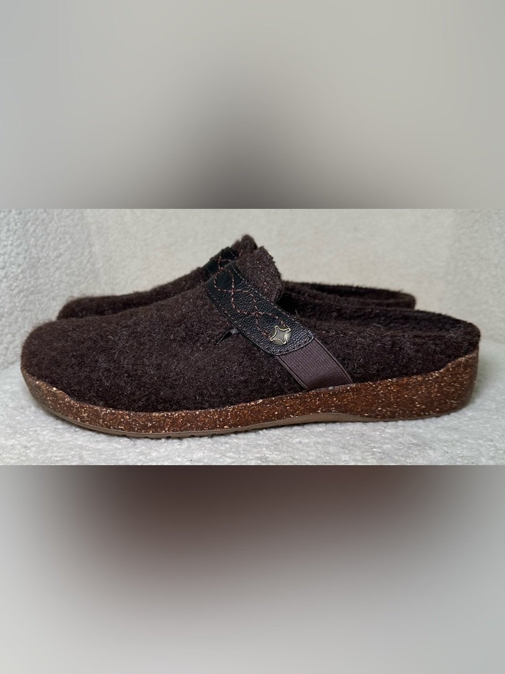 Earth Origins Janet Wool Blend Clog Slippers Brown Mahogany Comfort Mules 9.5